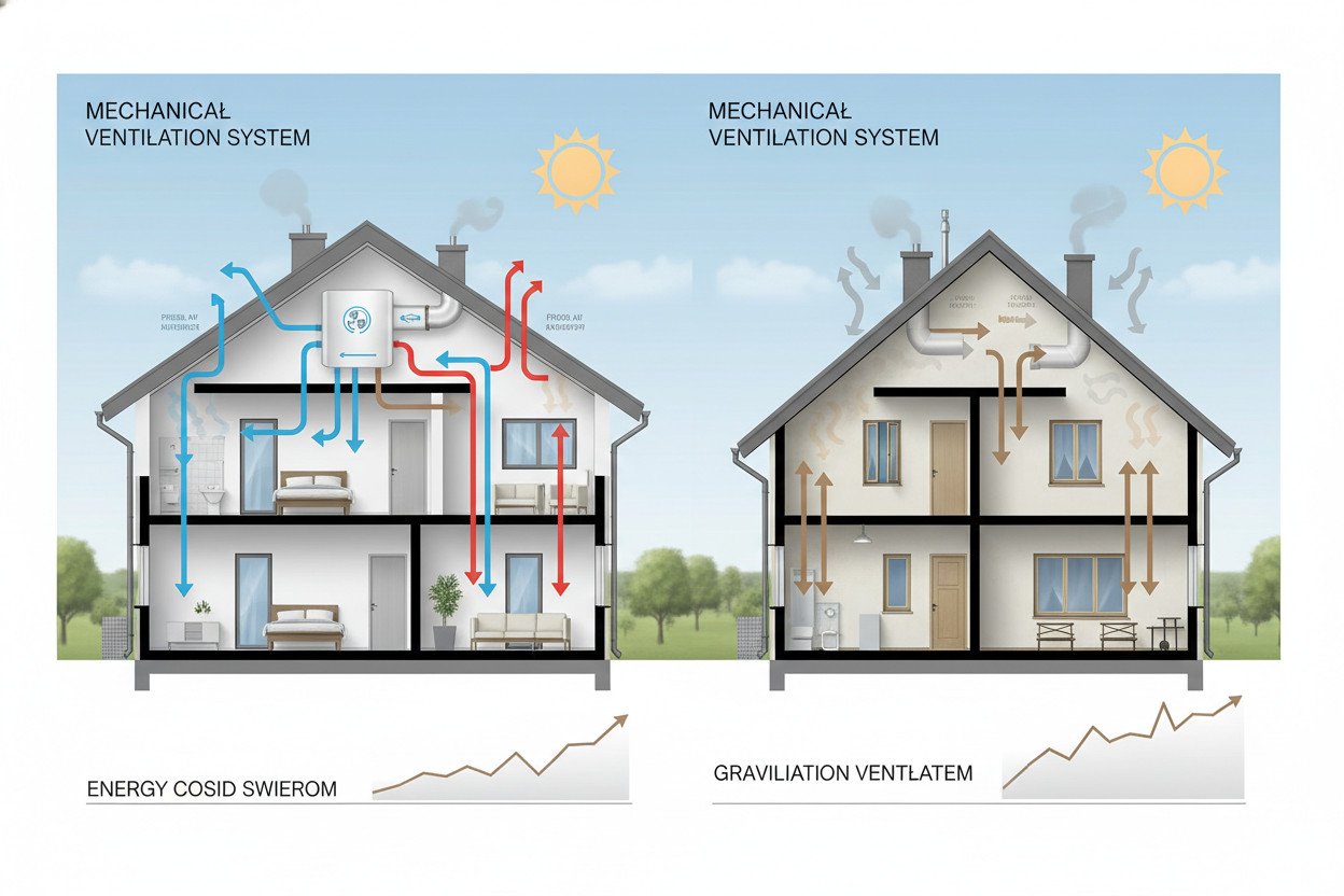 Wentylacja mechaniczna z rekuperatorem a grawitacyjna — porównanie systemów